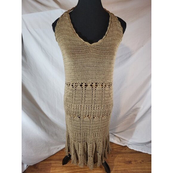 Sundance Dresses & Skirts - Sundance Size XS Brown Crochet Halter Top Dress